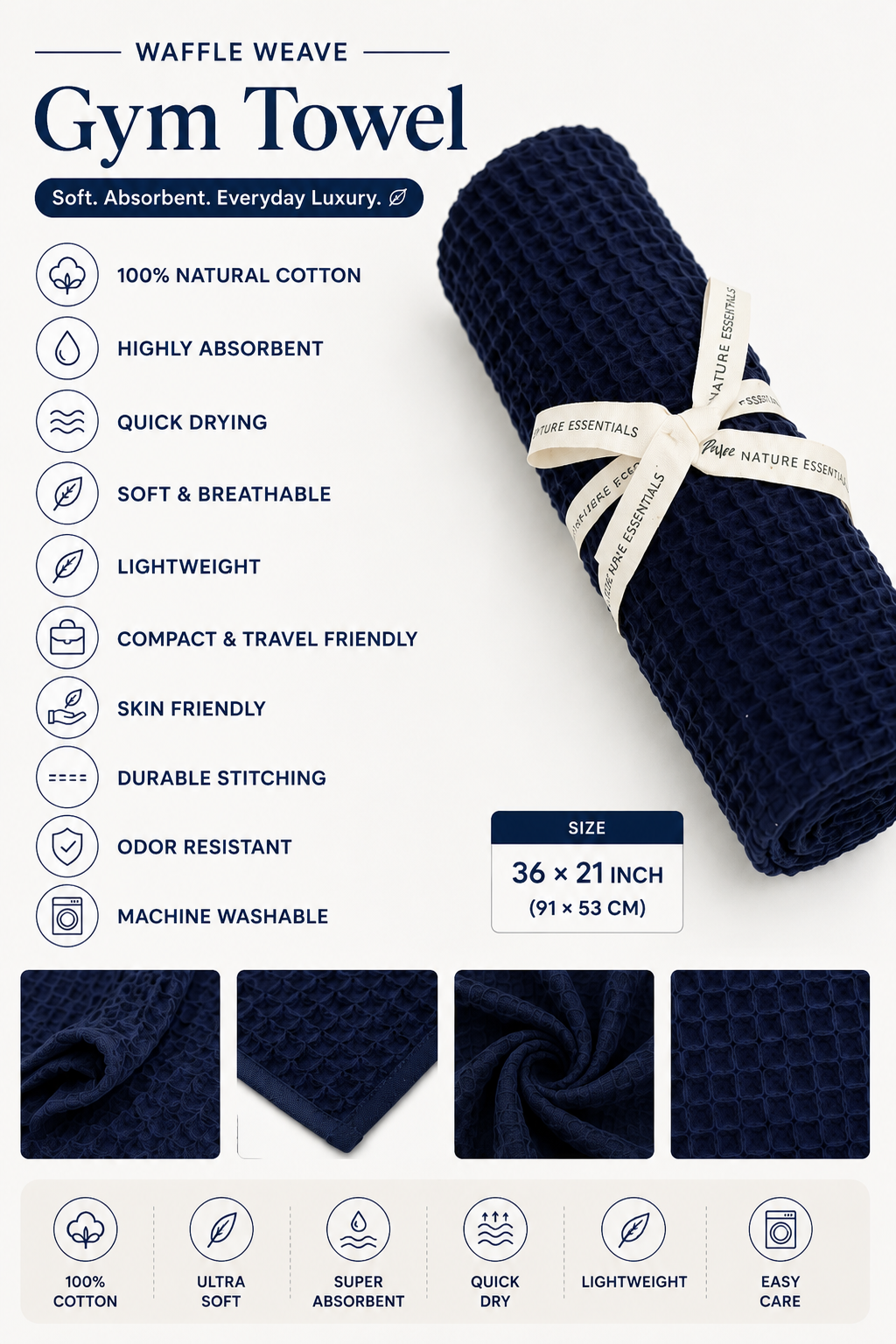 Waffle Weave Gym Towel