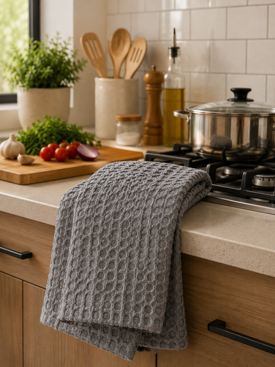 Waffle Weave Kitchen Towel Set of 2