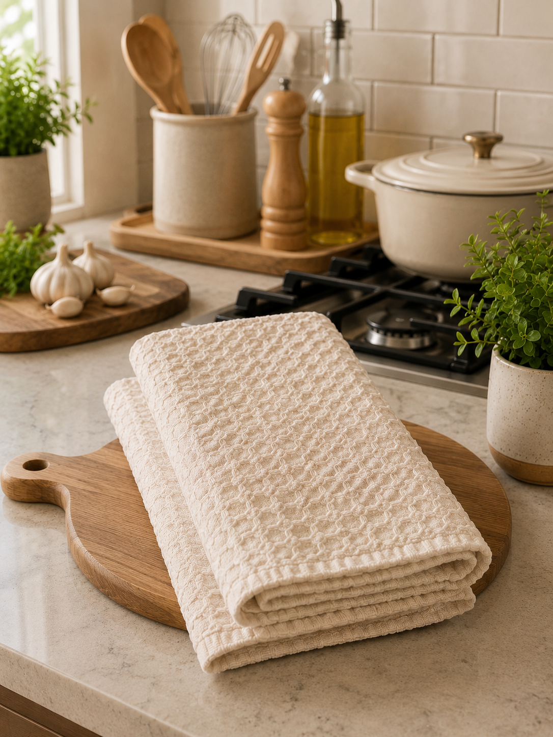 Waffle Weave Kitchen Towel Set of 2