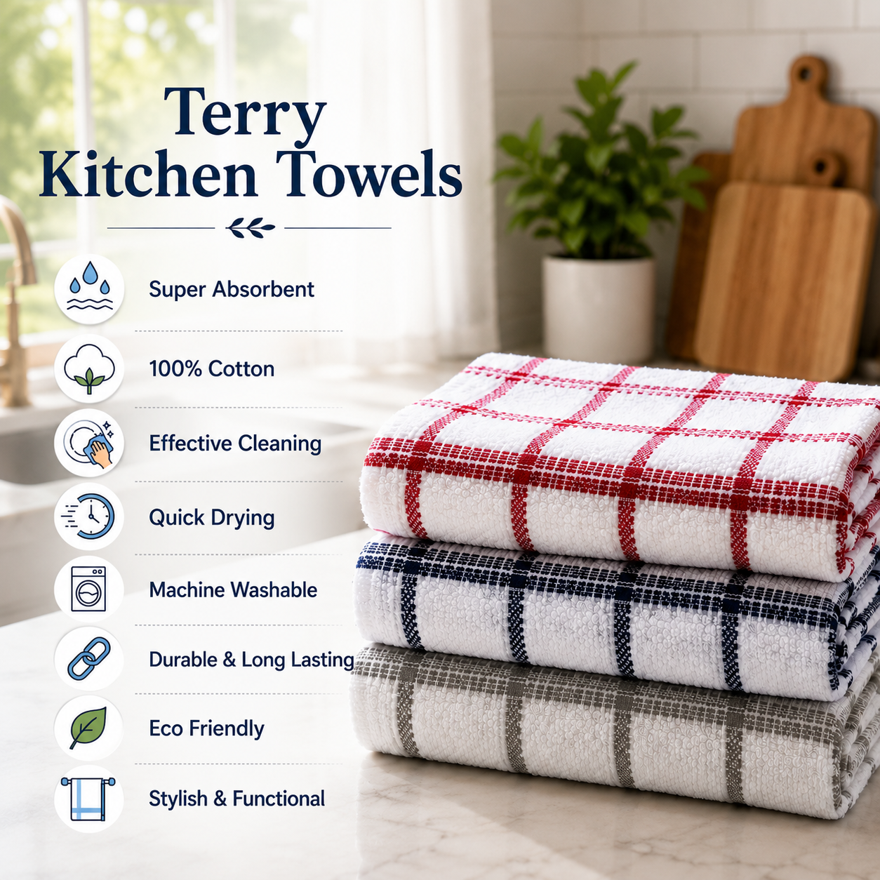 Terry Kitchen Towel Set of 3