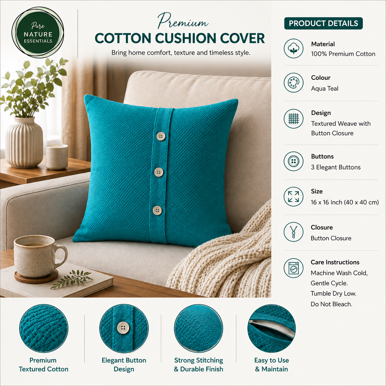 Premium Cotton Cushion Cover