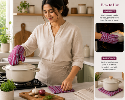 Cotton Oven Mitt & Pot Holder