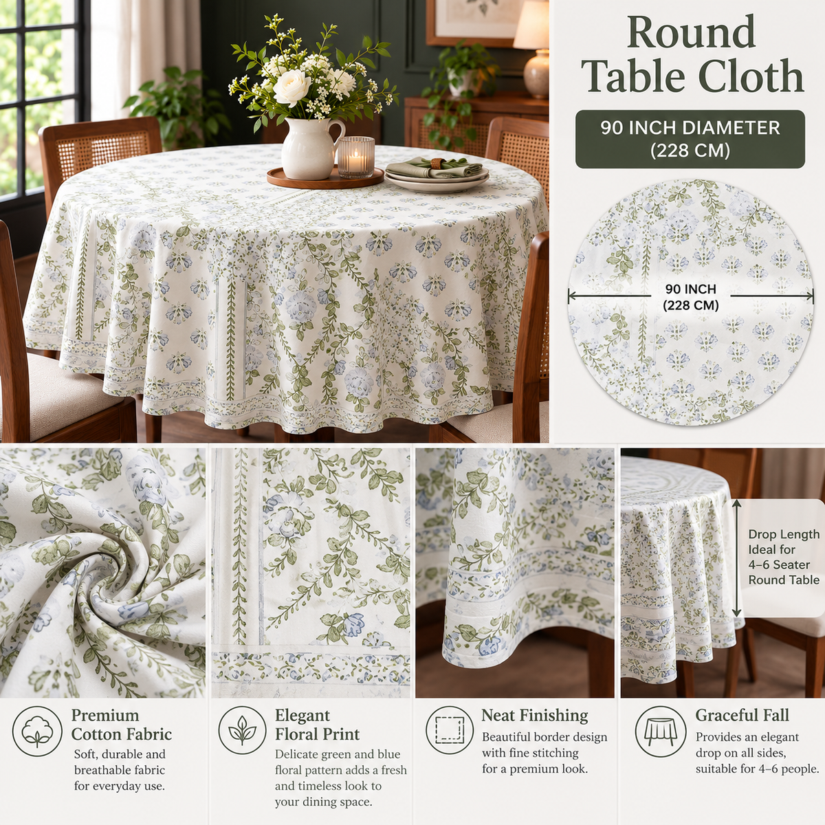 Classic Round Cotton Tablecloth