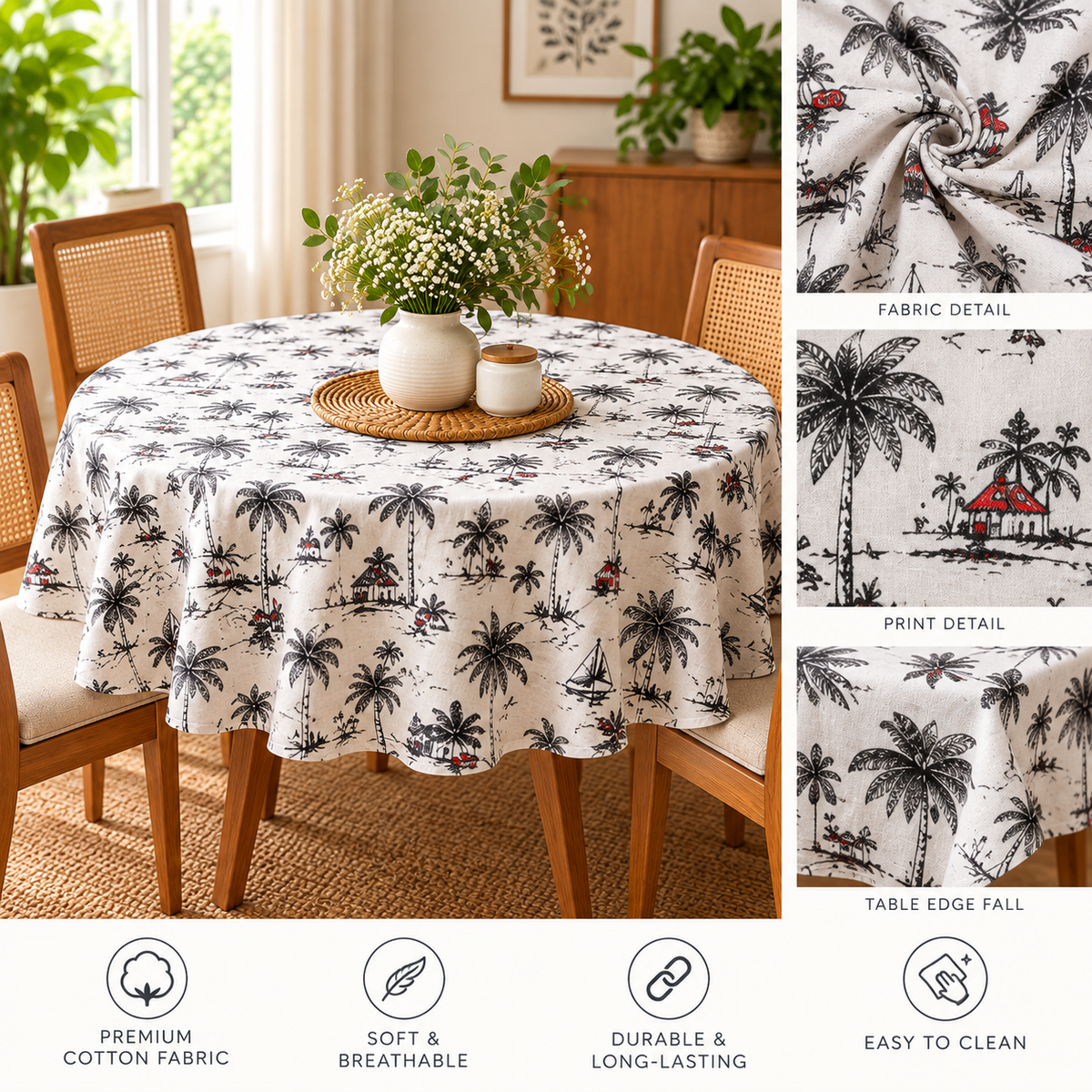 Classic Round Cotton Tablecloth
