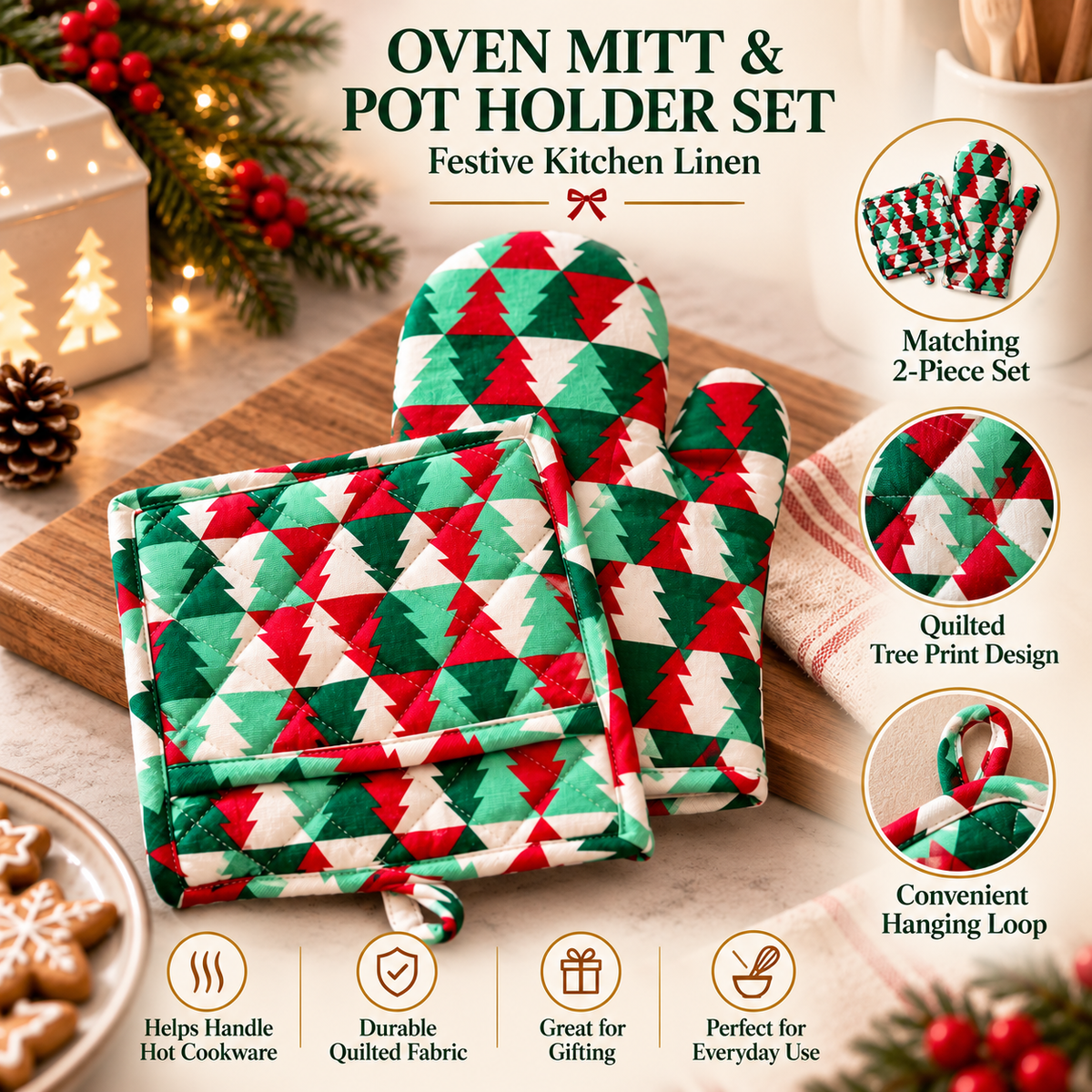 Christmas Pot holder & oven mitt