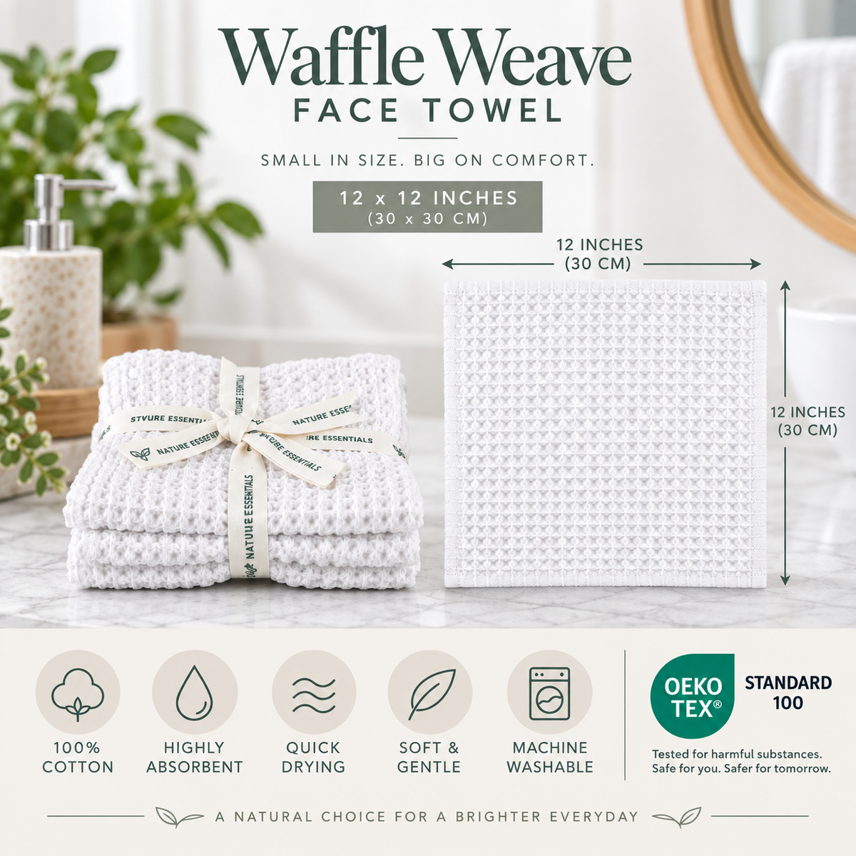 Waffle weave Face Towel ( Pack of 3)