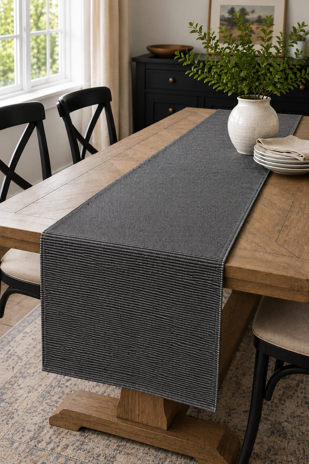 Cotton  ribbed table runner