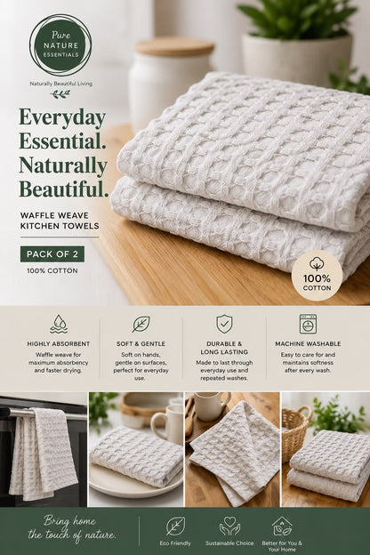 Waffle Weave Kitchen Towel Set of 2