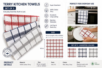 Terry Kitchen Towel Set of 3