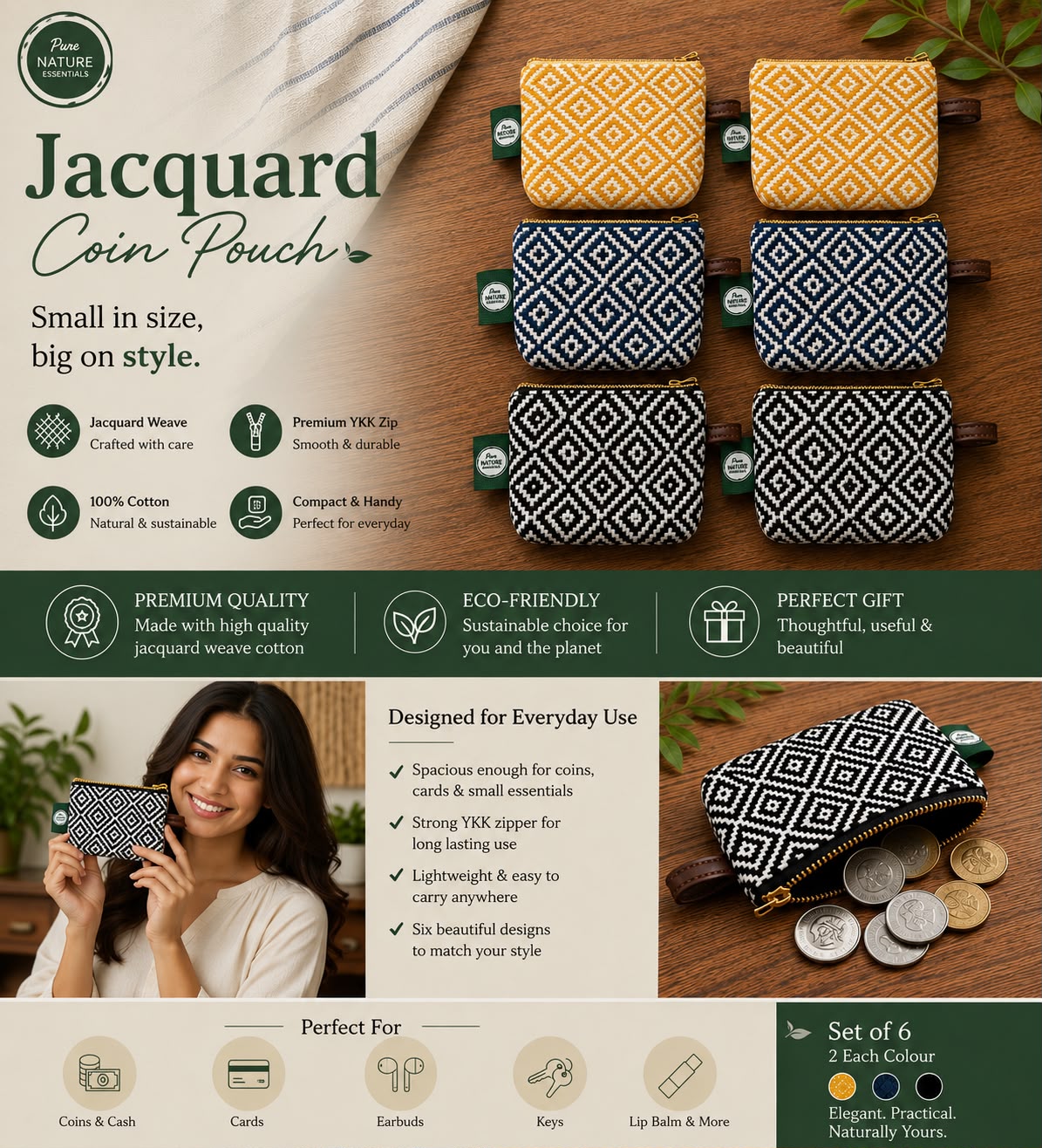 Jacquard Coin Pouch Combo