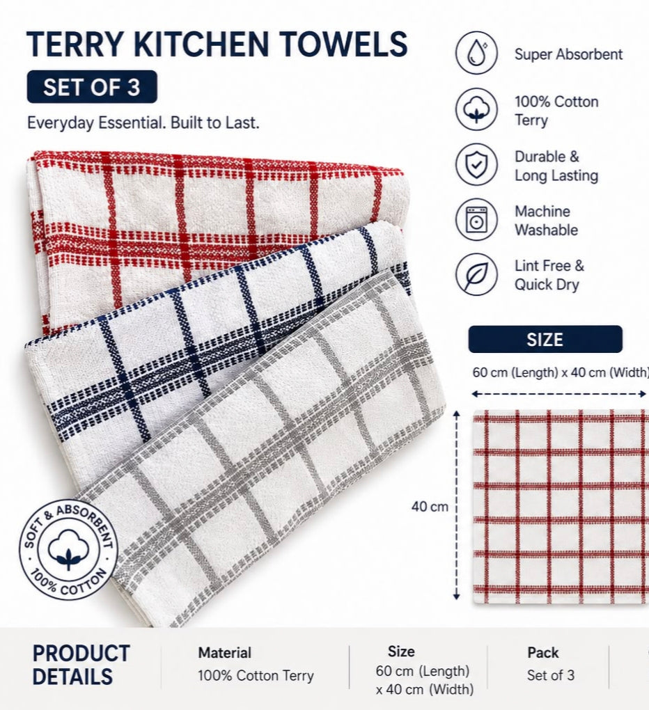 Terry Kitchen Towel Set of 3