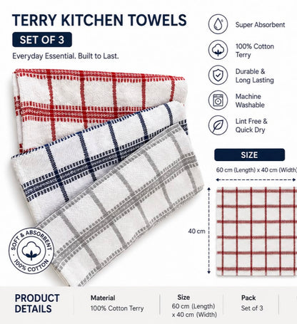 Terry Kitchen Towel Set of 3